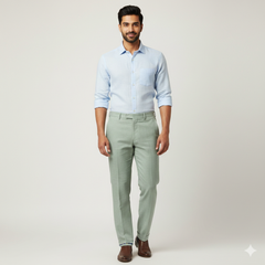 Trouser Fabric Donear Premium 44 Lea 100% Linen Slub Colour Faded Green