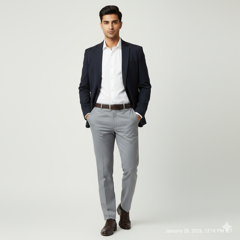 Trouser Fabric Donear Pure Cotton Lycra Plain Colour Silver Grey