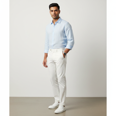 Trouser Fabric Donear Pure Cotton Lycra Textured Colour White