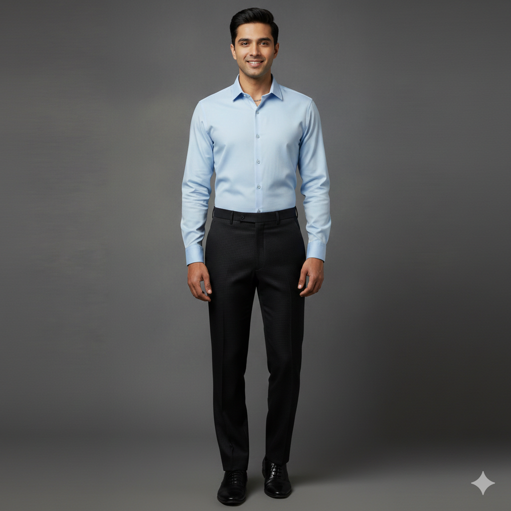 Trouser FabricDonear Poly Viscose Textured Colour Black