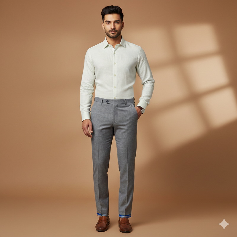 Trouser Fabric Donear Poly Viscose Zig Zag Colour Royal Silver