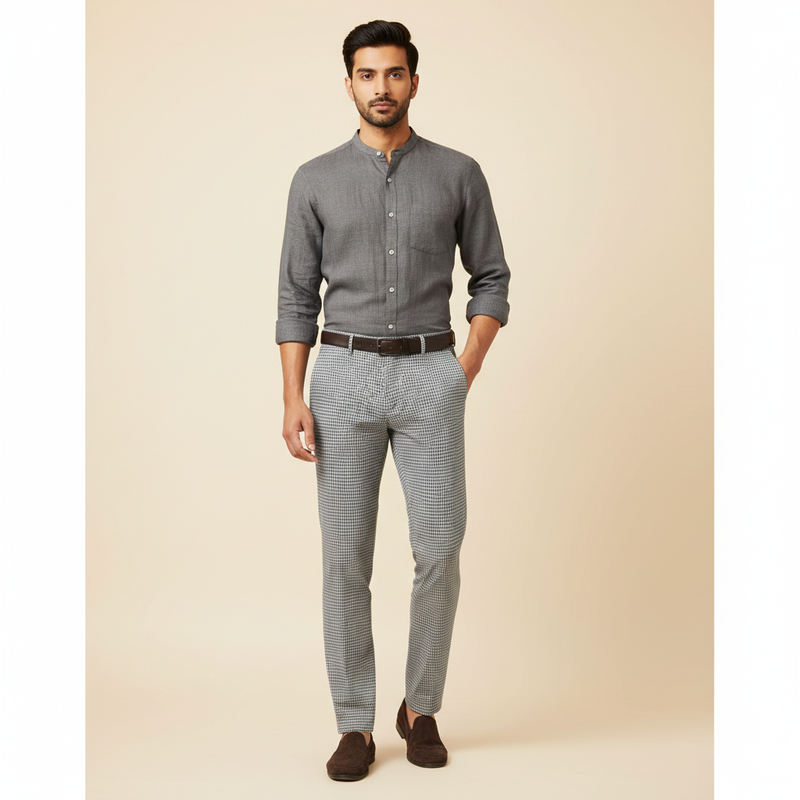 Trouser Fabric Donear Poly Viscose Zig Zag Colour Silver N Black