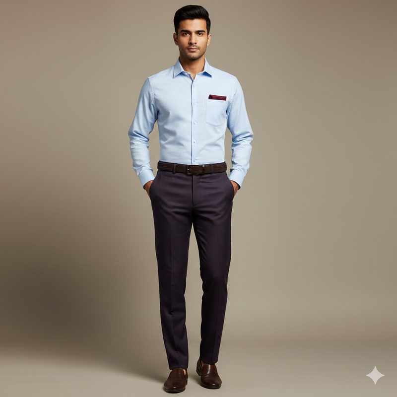 Trouser Fabric Donear Poly Viscose Textured Colour Purple Wine