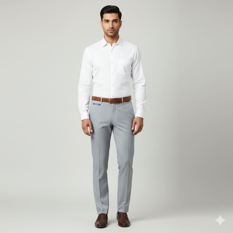 Trouser Fabric Donear Poly Viscose Zig Zag Colour Silver