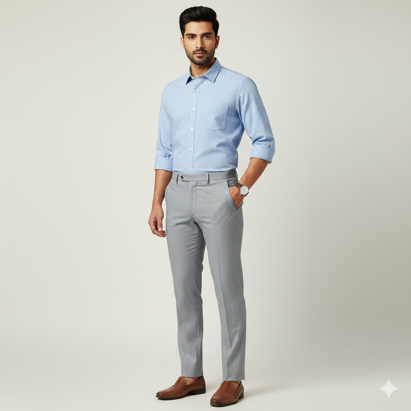 Trouser Fabric Donear Poly Viscose Zig Zag Colour Silver Grey