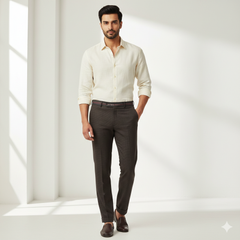 Trouser Fabric Donear Poly Viscose Zig Zag Colour Bistre Brown