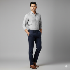 Trouser Fabric Donear Poly Viscose Zig Zag Colour Dark Blue