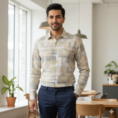 Shirt Fabric ManTire 100% Cotton Premium Linen Look Digital Print Colour Multicolour