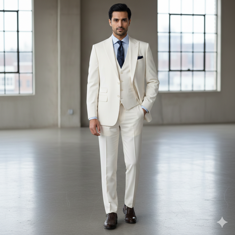 Suit Fabric ManTire Premium Lachka Wrinkle Free Suit Colour Off White