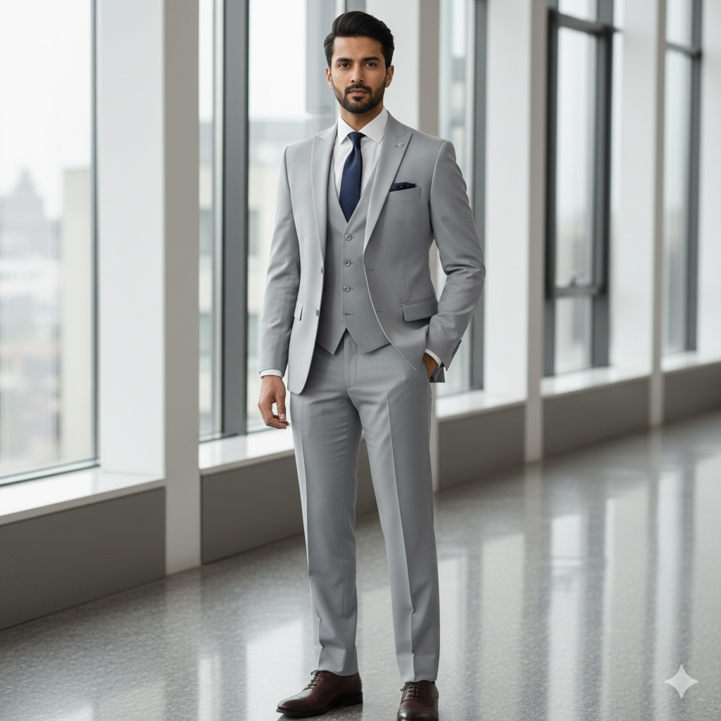 Suit Fabric ManTire Premium Lachka Wrinkle Free Suit Colour Silver