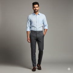 Trouser Fabric Donear 4Way Lycra Premium Pin Check Colour Dark Bluish Grey