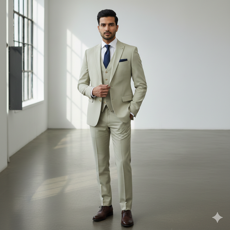 Trouser n Suit Fabric Any Length Raymond T/R Color Gin Green