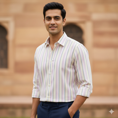 Shirt Fabric Raymond 100% Cotton Lining Colour Cream N Light Pink