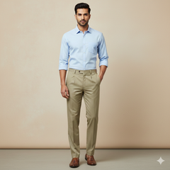 Trouser Fabric Reid & Taylor Super Fine Giza Cotton Plain Color Dark Beige