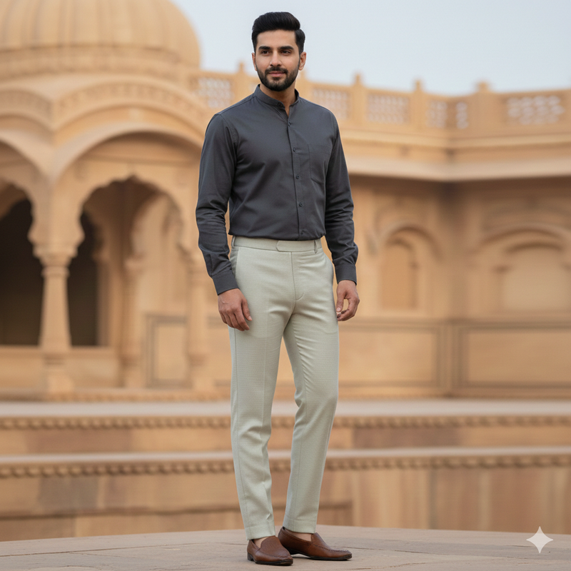 Trouser Fabric Reid & Taylor Super Fine Giza Cotton Plain Color Cream