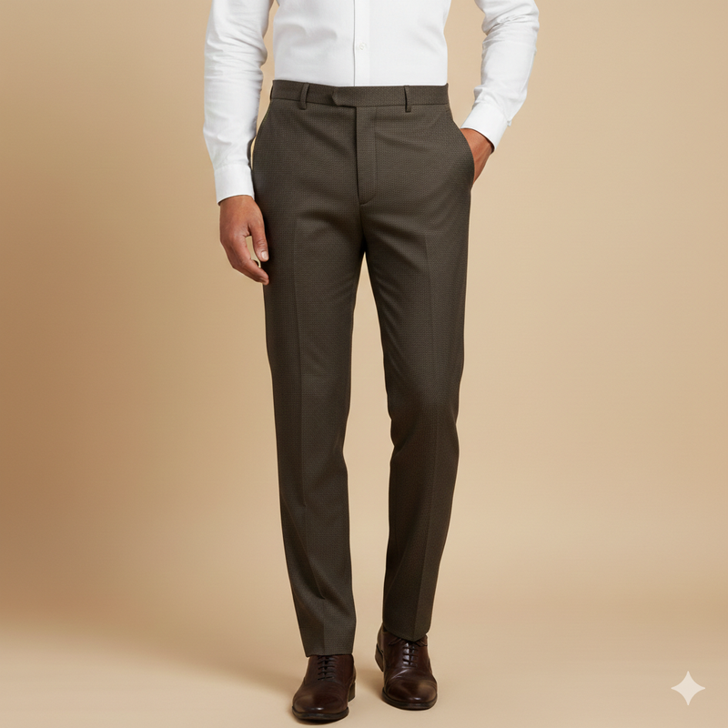 Trouser Fabric Reid & Taylor Super Fine Giza Cotton Dobby Color Bistre Brown