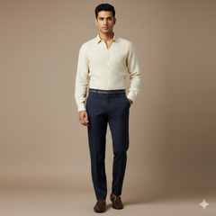 Trouser Fabric Reid & Taylor Super Fine Giza Cotton Mild Check Color Merchant Blue