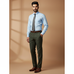Trouser Fabric Reid & Taylor Super Fine Giza Cotton Plain Color Moss Green