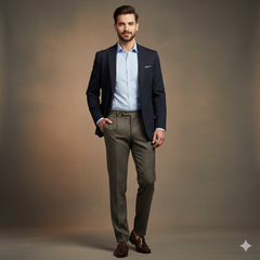 Trouser Fabric Reid & Taylor Super Fine Giza Cotton Textured Color Ant Brown