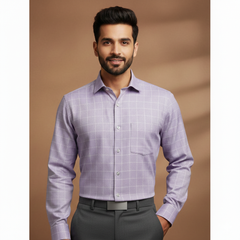 Shirt Fabric Grasim 100% Cotton Check With Jacquard Colour Lavender