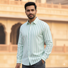 Shirt Fabric Grasim 100% Cotton Patta Lining With Jacquard Colour Mint Green