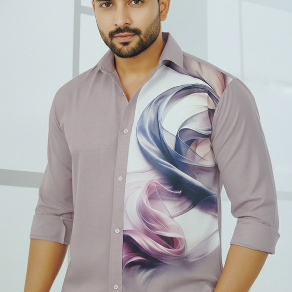 Shirt Fabric Grasim 100% Cotton Designer Digital Print Colour Light Lavender