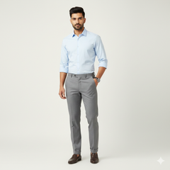 Trouser Fabric Canetti Italy Luxury TR 4Way Lycra Slub Colour Light Grey