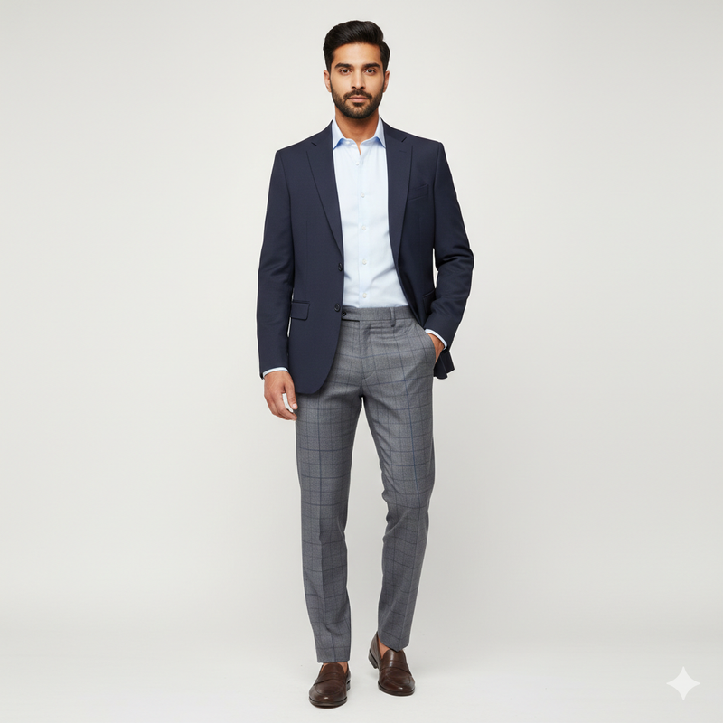 Trouser Faric Canetti Italy Luxury TR Broad Check Colour Grey