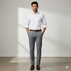 Trouser Fabric OCM Super 130s Wool Blended Slub Colour Grey