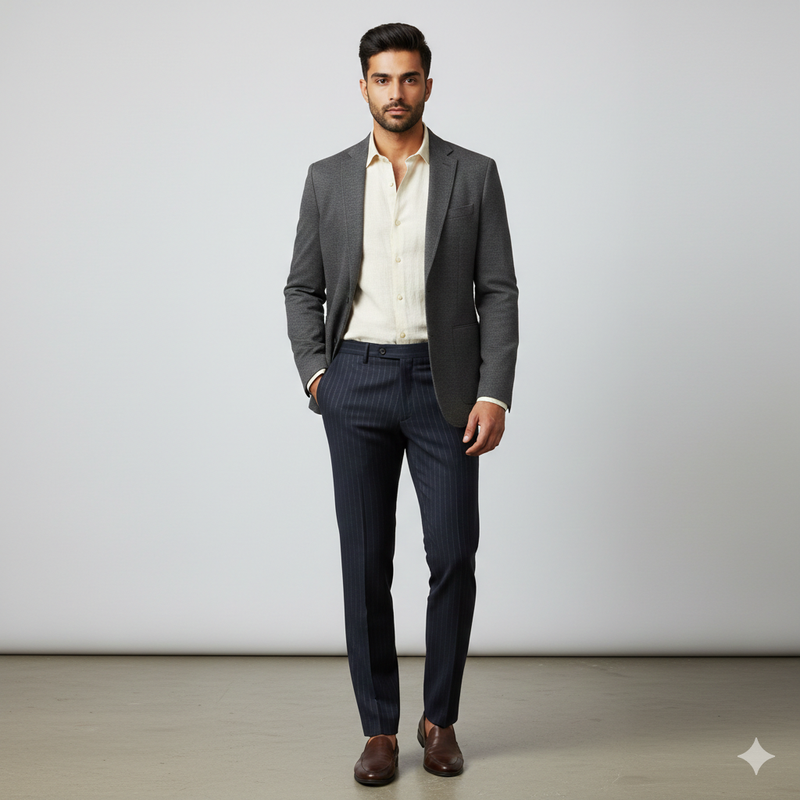 Trouser Fabric OCM Super 130s Wool Blended Broad Lining Colour Dark Blue