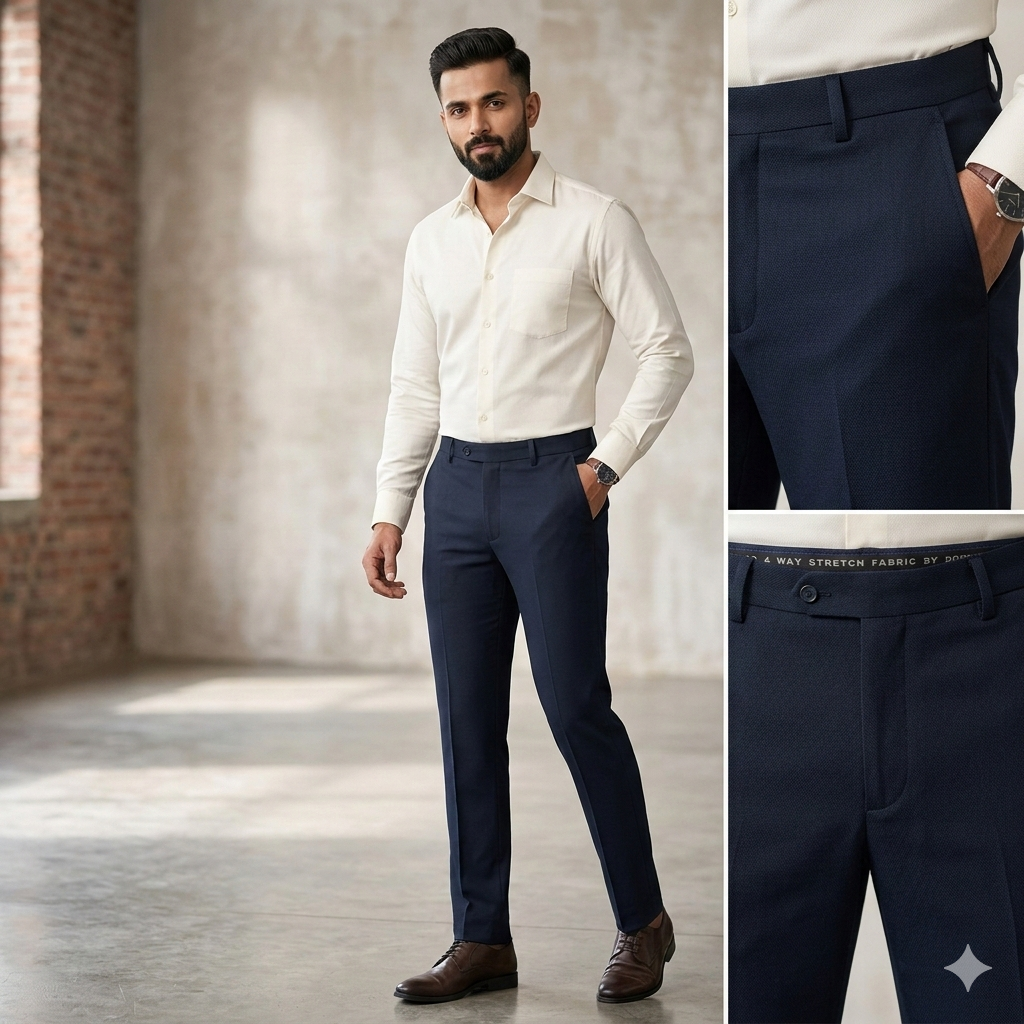 Trouser Fabric Donear 4Way Stretchable Premium Plain Color Dark Blue