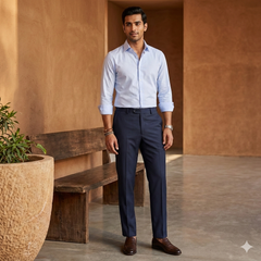 Trouser Fabric Canetti Italy Luxury Stretchable Poly Viscose Lining Colour Dark Blue