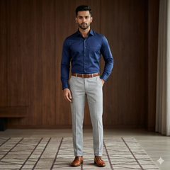 Trouser Fabric OCM Super 130s Wool Blended Dull Broad Lining Colour Silver Grey