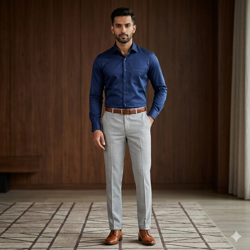 Trouser Fabric OCM Super 130s Wool Blended Dull Broad Lining Colour Silver Grey