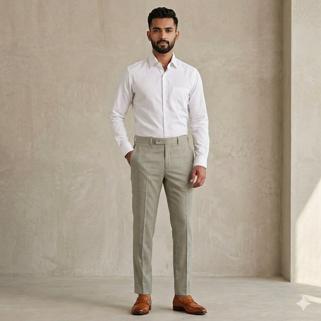Trouser Fabric OCM Super 130s Wool Blended Dull Broad Lining Colour Ash Brown