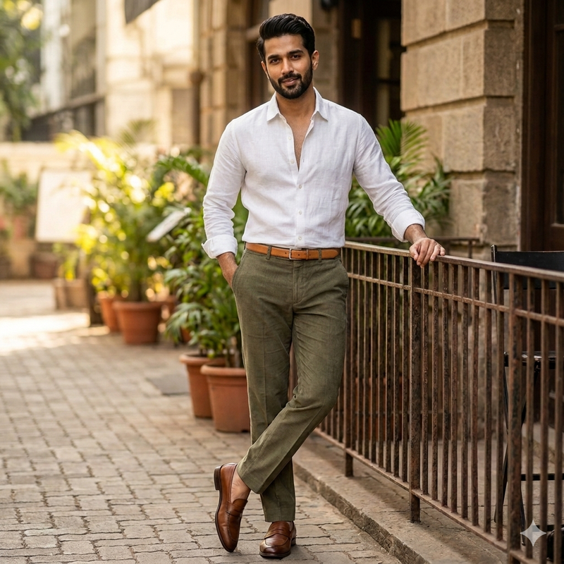 Corduroy Donear Pure Cotton stretchable Trouser Fabric Colour Dark Green