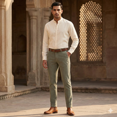 Corduroy Donear Pure Cotton stretchable Trouser Fabric Colour Light Green