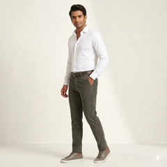 Corduroy Donear Pure Cotton stretchable Trouser Fabric Colour Greenish Grey