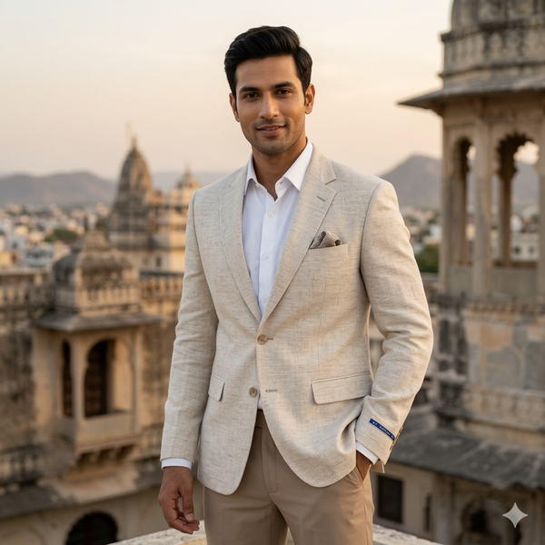 Blazer Fabric Donear Premium 60Lea 100% Linen Slub Dobby Colour Ash Brown