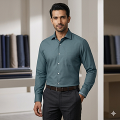 Shirt Fabric Raymond 70s Giza Cotton Plain Colour Iceberg Blue