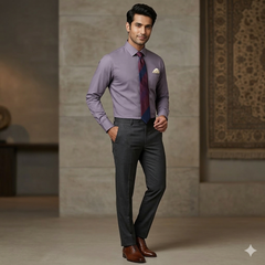 Shirt Fabric Raymond 70s Giza Cotton Plain Colour Light Purple