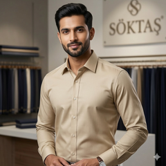 Shirt Fabric Soktas 80s Giza Cotton Plain Colour Brown