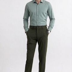 Pant Shirt Combo Donear Dark Green Trouser with Pistachio Green Plain Giza Cotton Shirt Fabric
