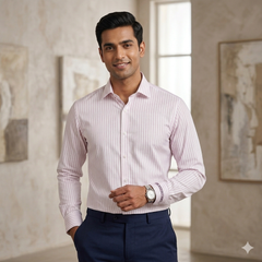 Shirt Fabric Arvind 100% Pure Cotton Lining Colour Pink N White