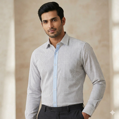 Shirt Fabric Arvind 100% Pure Cotton Pin Lining Colour Ant Brown