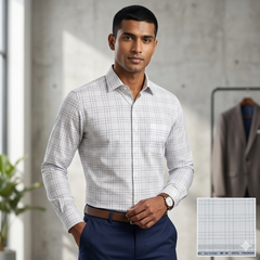 Shirt Fabric Arvind 100% Pure Cotton Broad Check Colour Brown N White