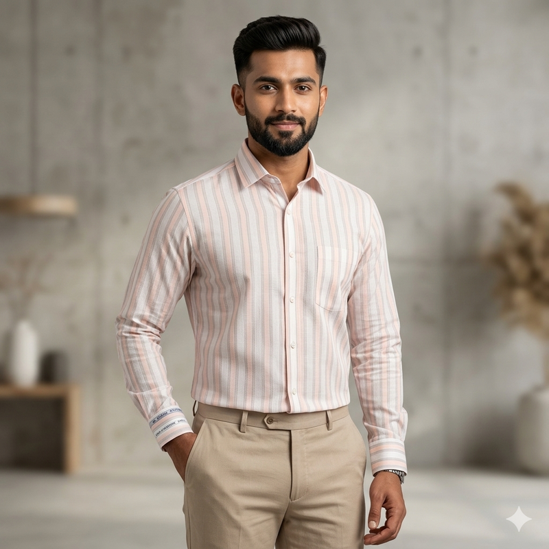 Shirt Fabric Arvind 100% Pure Cotton Lining Colour Light Pink,Peach