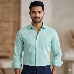 Shirt Fabric Arvind 100% Pure Cotton Lining Colour Pistachio Green