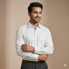 Shirt Fabric Raymond 100% Giza Cotton Premium Jacquard Colour White N Pink