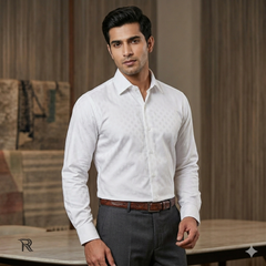 Shirt Fabric Raymond 100% Giza Cotton Premium Jacquard Colour White